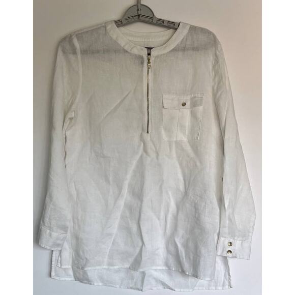 2 for $10 - Jones & Co Women's Long Sleeve 100% Linen Blouse Size M - Picture 1 of 10